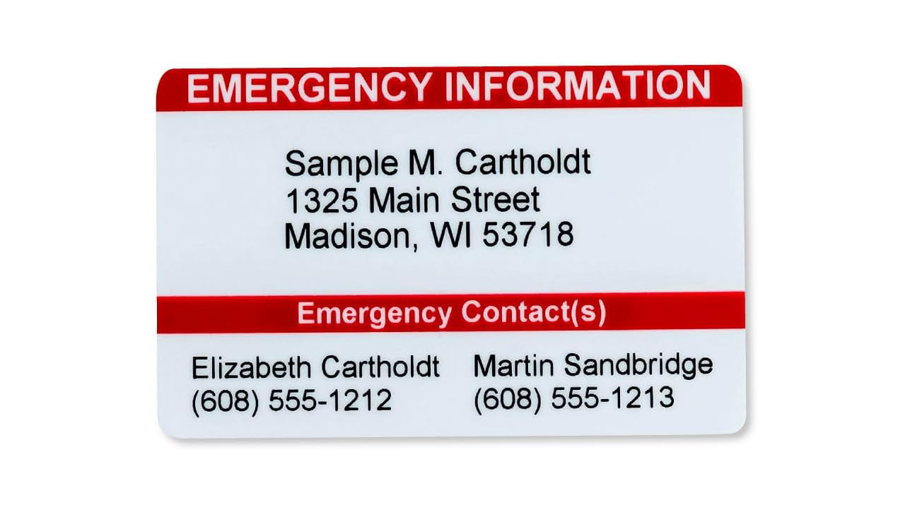 Secure ID Emergency Contact Wallet Card